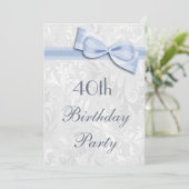 Invitation 40e anniversaire fête Damask et Faux Bow (Debout devant)
