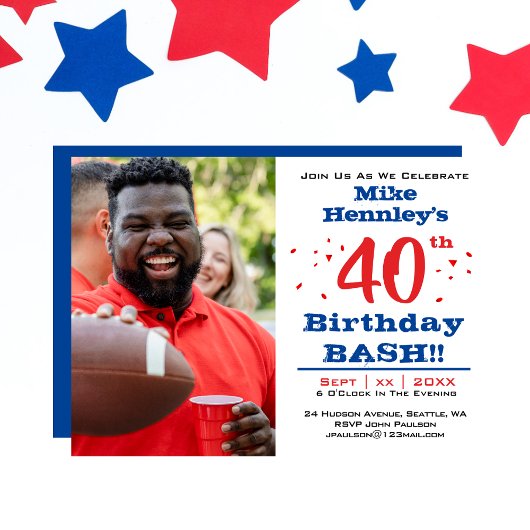 Invitation 40e anniversaire fête de Bash - Photo