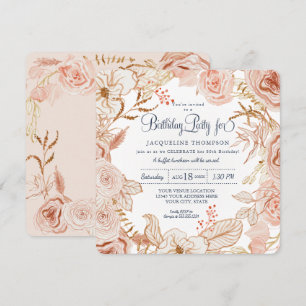 Invitation 40e anniversaire Fête de l'eau rose pâle Floral