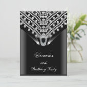 Invitation 40e anniversaire fête élégante Diamants noirs 2 (Debout devant)