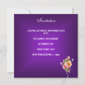 Invitation 40e anniversaire fête élégante rose violet roses (Dos)