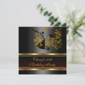 Invitation 40e anniversaire fête Floral Black Gold motif (Debout devant)