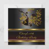 Invitation 40e anniversaire fête Floral Black Gold motif (Devant)
