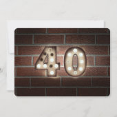 Invitation 40e anniversaire Fête-marquee lumières sur brique (Devant)