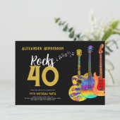 Invitation 40e Anniversaire Fête Musique Guitare Rocks 40 (Debout devant)
