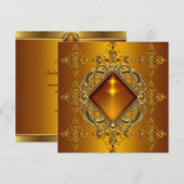 Invitation 40e anniversaire Fête Riche Ambre bijou d'or (Devant / Derrière)