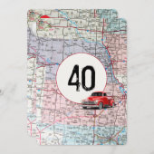 Invitation 40e Anniversaire Fête Rouge Retro Camion (Devant / Derrière)