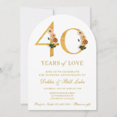 Invitation 40e anniversaire Fleur sauvage de fête 40 ans d'am (Devant)