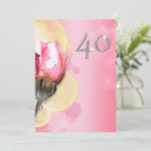Invitation 40e anniversaire fleuri de couleur jaune rose (Debout devant)