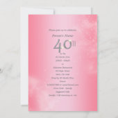 Invitation 40e anniversaire fleuri de couleur jaune rose (Dos)