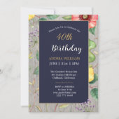 Invitation 40e anniversaire Fleurs sauvages de dessin Vintage (Devant)