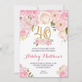 Invitation 40e anniversaire Floral Invitation, (Devant)