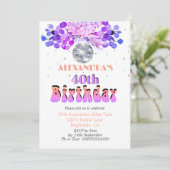 Invitation 40e anniversaire Floral Purple Disco Ball (Debout devant)