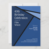 Invitation 40e anniversaire Formes géométriques bleues modern (Devant)