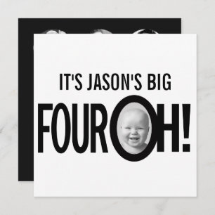 Invitation 40e anniversaire FOUR OH! photo mono noir blanc