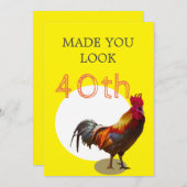 Invitation 40e anniversaire Fun Chicken Rooster Homme (Devant / Derrière)