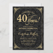 Invitation 40e anniversaire - Gold Black Damask (Devant)