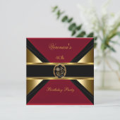 Invitation 40e anniversaire Gold Black Faux Velvet Bijou roug (Debout devant)