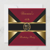 Invitation 40e anniversaire Gold Black Faux Velvet Bijou roug (Devant)