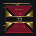 Invitation 40e anniversaire Gold Black Faux Velvet Bijou roug<br><div class="desc">40e Anniversaire Or Noir Faux Velvet Rouge Bijou Floral. Elegant Classy All Occasion Party invitations Modèle</div>