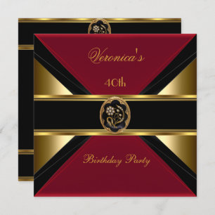 Invitation 40e anniversaire Gold Black Faux Velvet Bijou roug
