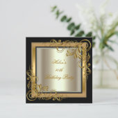 Invitation 40e Anniversaire Gold Cream Black Floral (Debout devant)