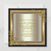 Invitation 40e Anniversaire Gold Cream Black Floral (Dos)