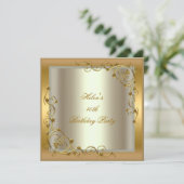 Invitation 40e Anniversaire Gold Cream Floral (Debout devant)