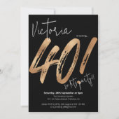 Invitation 40e anniversaire Gold Noir Sassy Moderne minimalis (Devant)