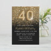 Invitation 40e anniversaire Gold Parties scintillant & Black (Debout devant)