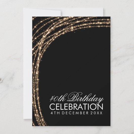 Invitation 40e anniversaire Gold Sparkling String lumières (Dos)