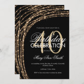 Invitation 40e anniversaire Gold Sparkling String lumières (Devant / Derrière)