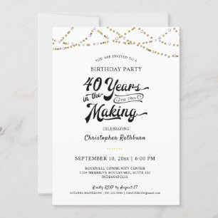 Invitation 40e anniversaire Gold String lumières