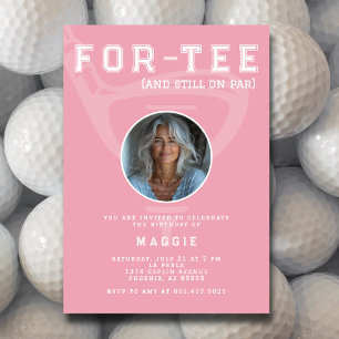 Invitation 40e Anniversaire Golf Club Photo rose moderne