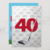 Invitation 40e anniversaire Golf Theme Party (Devant / Derrière)