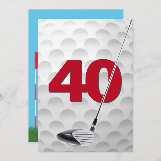 Invitation 40e anniversaire Golf Theme Party (Devant / Derrière)