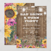 Invitation 40e anniversaire Grange Bois Mason Jar et tourneso (Devant / Derrière)