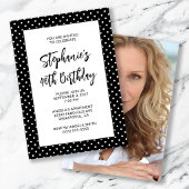 Invitation 40e anniversaire gras points minuscules noir et bl