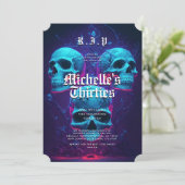 Invitation 40e anniversaire Halloween Party Neon Crâne modern (Debout devant)