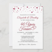 Invitation 40e Anniversaire Hearts DES ANNÉES POUR TOUJOURS P (Dos)