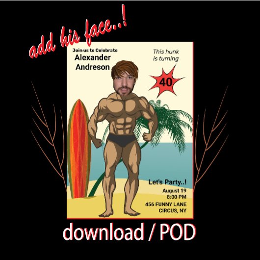 Invitation 40e Anniversaire Hommes Nouveau Funny Bodybuilder