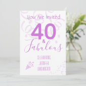 Invitation 40e anniversaire Hot Pink Confetti fête d'annivers (Debout devant)