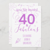 Invitation 40e anniversaire Hot Pink Confetti fête d'annivers (Devant / Derrière)