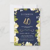 Invitation 40e anniversaire Invitation, Personnaliser Floral  (Devant)