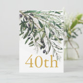 Invitation 40e anniversaire Italien Gold Olive Branch Élégant (Debout devant)