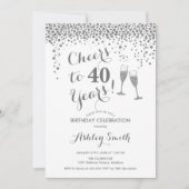 Invitation 40e Anniversaire - Joue À 40 Ans Argent Blanc (Devant)