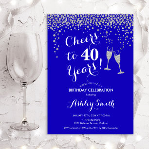 Invitation 40e Anniversaire - Joyeux À 40 Ans Royal Blue