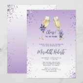 Invitation 40e anniversaire Lavender Ombre Champagne Toast Pa (Devant / Derrière)