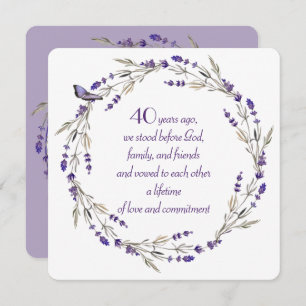 Invitation 40e anniversaire Lavender Wreath