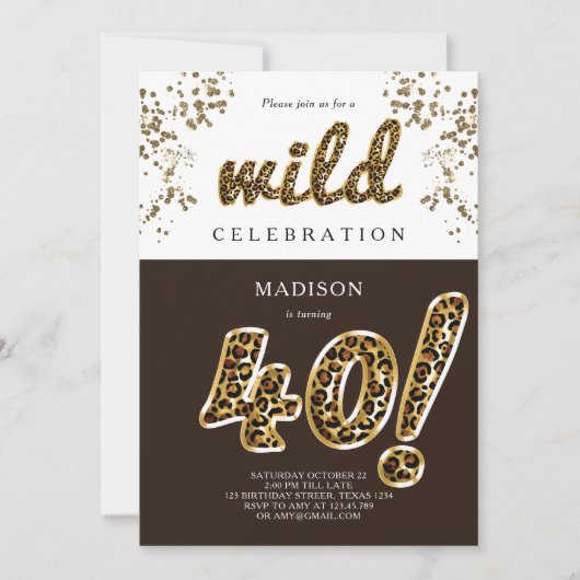 Invitation 40e anniversaire Leopard Foil Script (Devant)